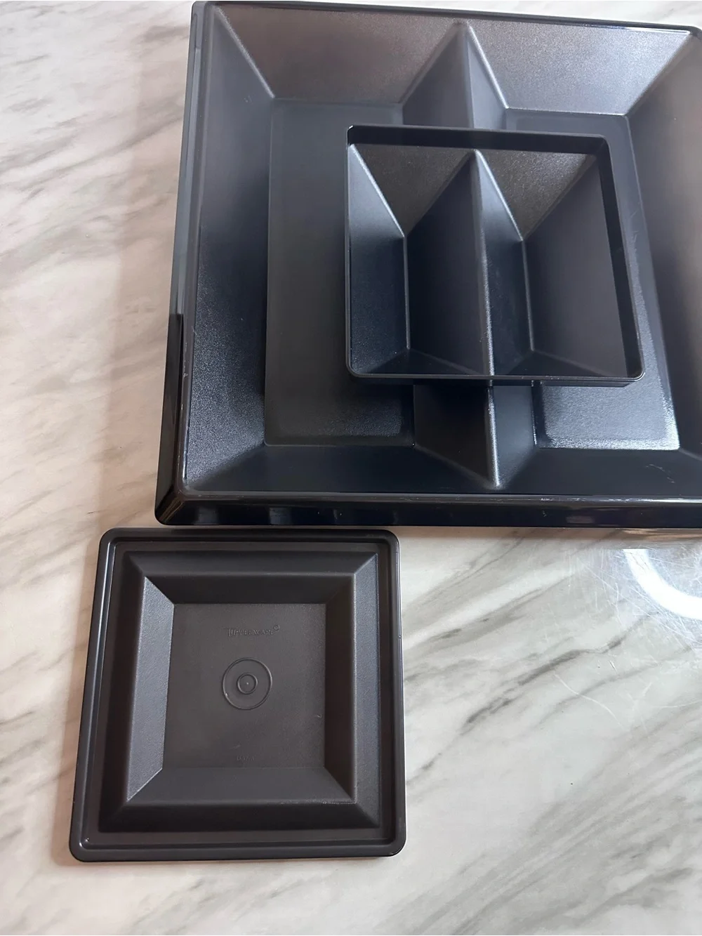 Tupperware Black Compartment Serving Trays - Set of 3